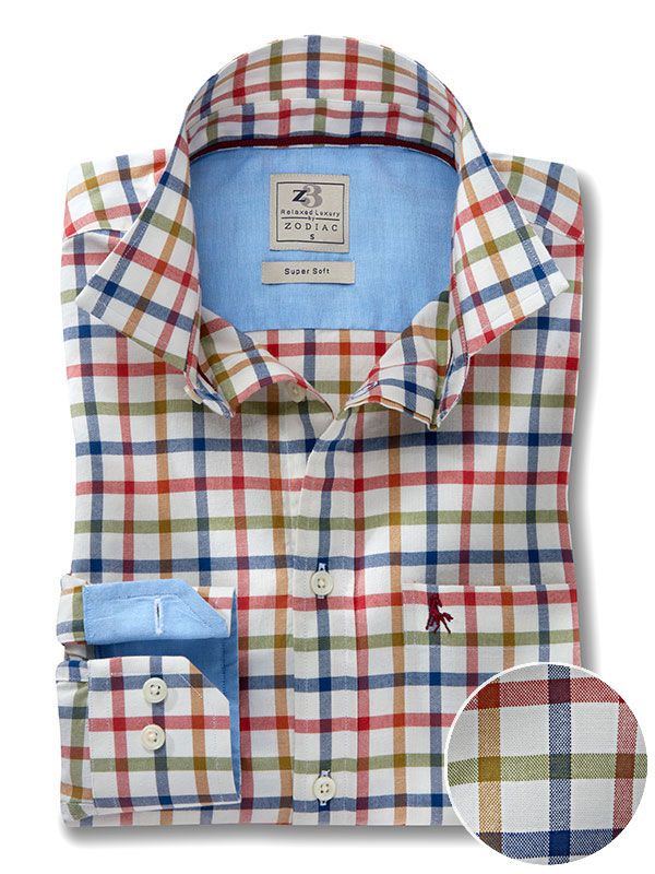 Thomas Oxford Red Check Full Sleeve Tailored Fit Casual Cotton Shirt