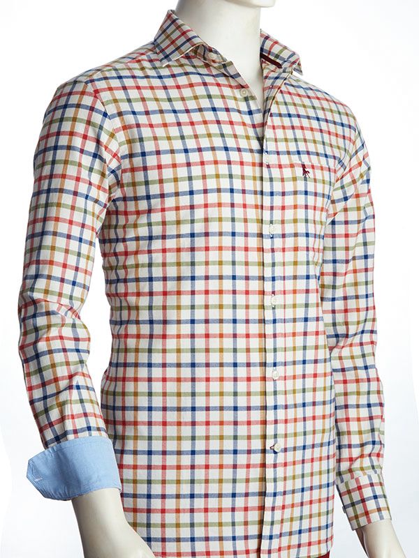 Thomas Oxford Red Check Full Sleeve Tailored Fit Casual Cotton Shirt