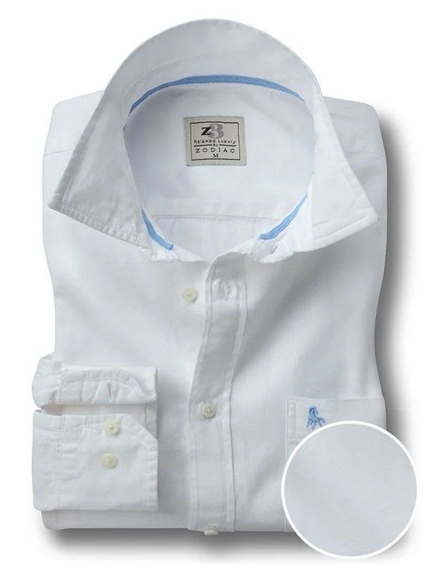 Tottenham White Solid Full Sleeve Tailored Fit Casual Cotton Shirt