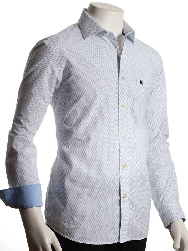 Aroa White Printed Full sleeve single cuff Cotton Shirt
