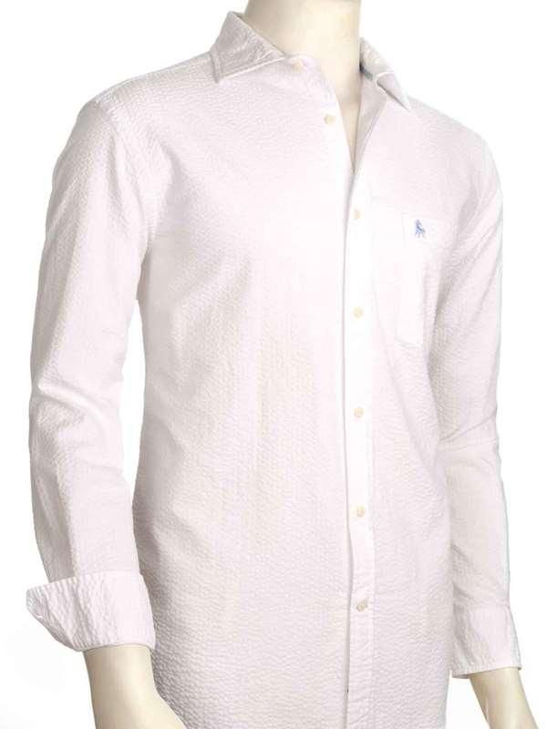 Chelsea White Solid|Seersucker Full sleeve single cuff   Cotton Shirt