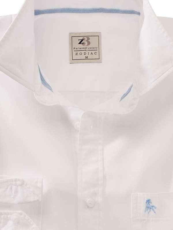 Tottenham White Solid Full sleeve single cuff   Cotton Shirt