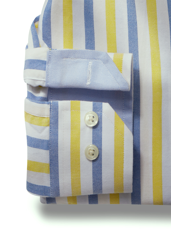 Foden Oxford Yellow Striped Full Sleeve Tailored Fit Casual Cotton Shirt