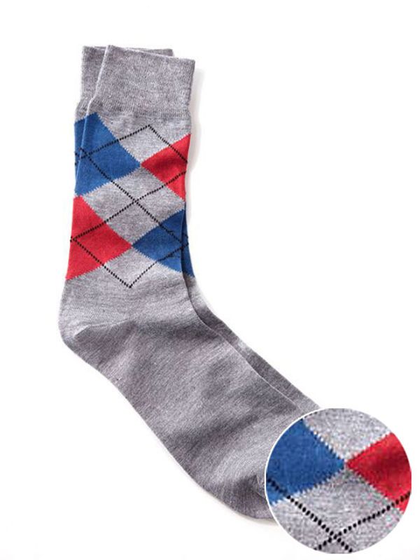 Z3 Red/ Grey Argyles Cotton Socks