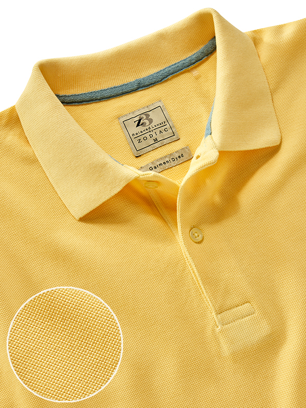 z3 Polo Garment Dyed Lemon Solid Tailored Fit Casual Cotton T-Shirt