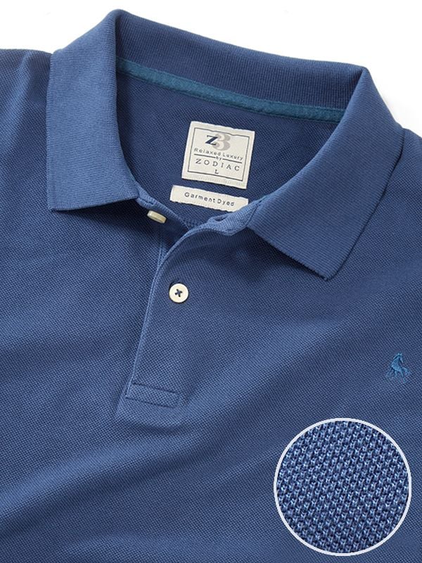 Buy z3 Polo Garment Dyed Tailored Fit Solid Navy Blue T Shirts