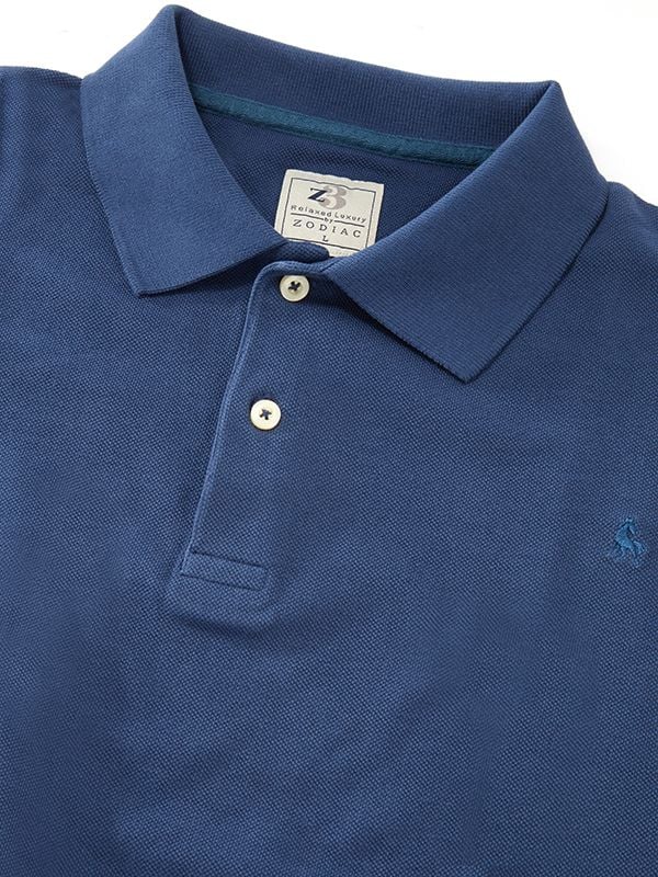 Buy z3 Polo Garment Dyed Tailored Fit Solid Navy Blue T Shirts