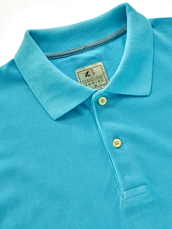 z3 Polo Garment Dyed Turquoise Solid Tailored Fit Casual Cotton T-Shirt
