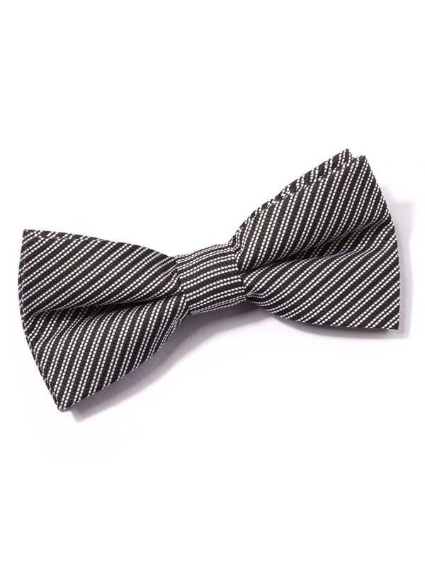 ZBT-11 Striped Black/ White Polyester Bow Tie