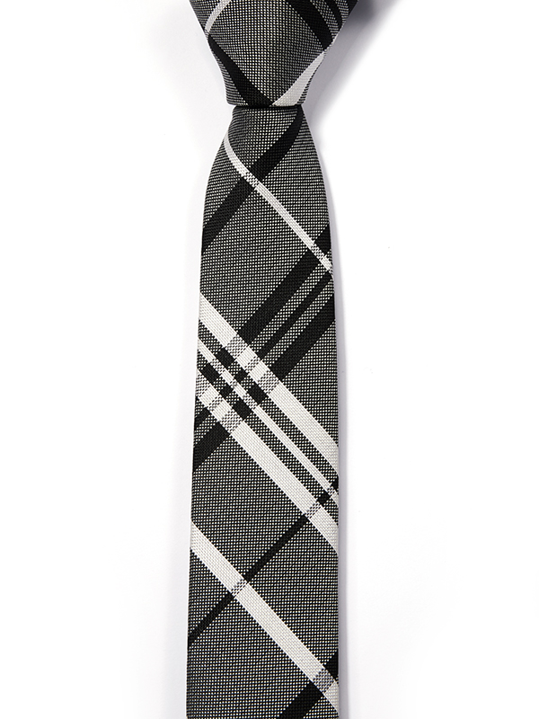 ZT – 243 Checks Black Polyester Tie