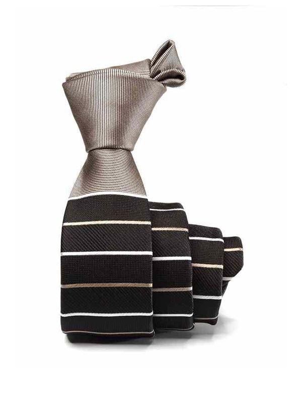ZT-302 Striped Black Polyester Tie