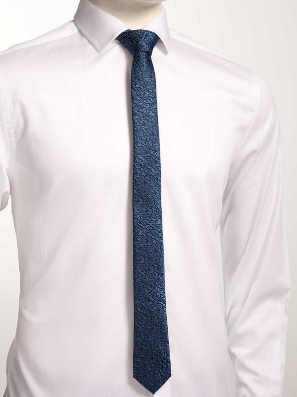 ZT-252 Structure Solid Blue Polyester Skinny Tie