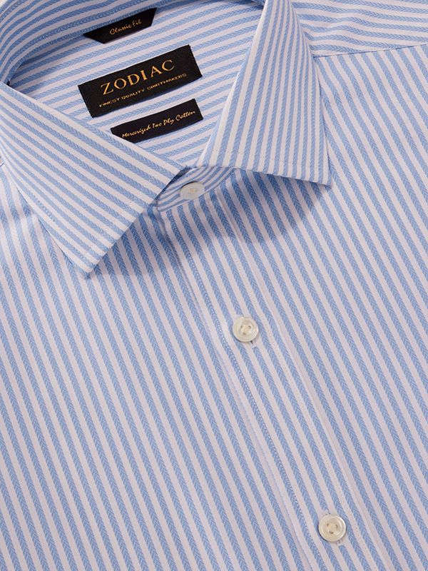 Buy Antonello Sky Striped Full Sleeve Single Cuff Classic Fit Classic ...