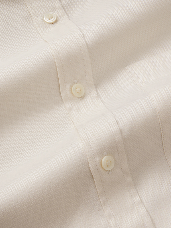 Antonello Cream Solid Full Sleeve Single Cuff Classic Fit Classic Formal Cotton Shirt