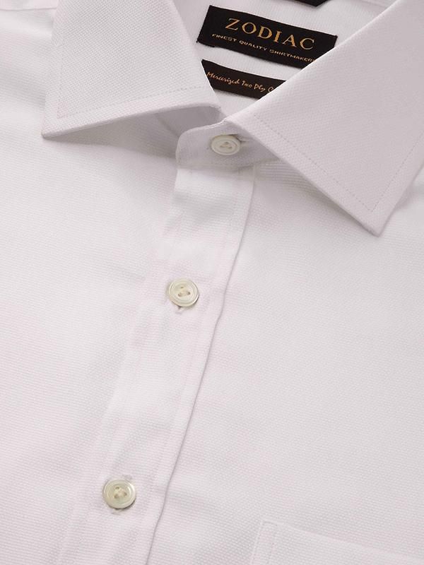 Arezzo White Solid Full sleeve single cuff Classic Fit Classic Formal Cotton Shirt