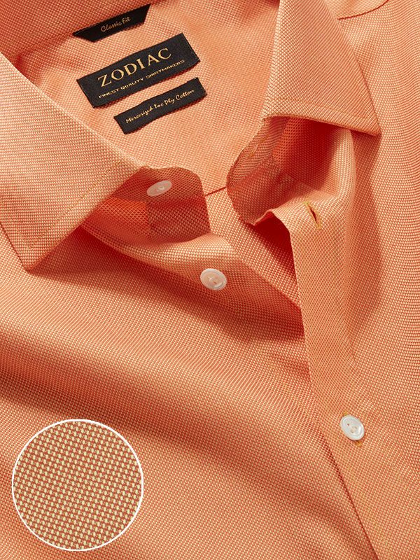 Marzeno Orange Solid Full Sleeve Single Cuff Classic Fit Semi Formal Dark Cotton Shirt