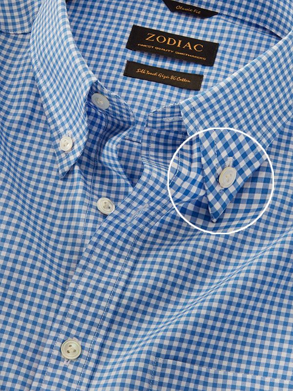 Barboni Blue Check Full Sleeve Single Cuff Classic Fit Classic Formal Cotton Shirt