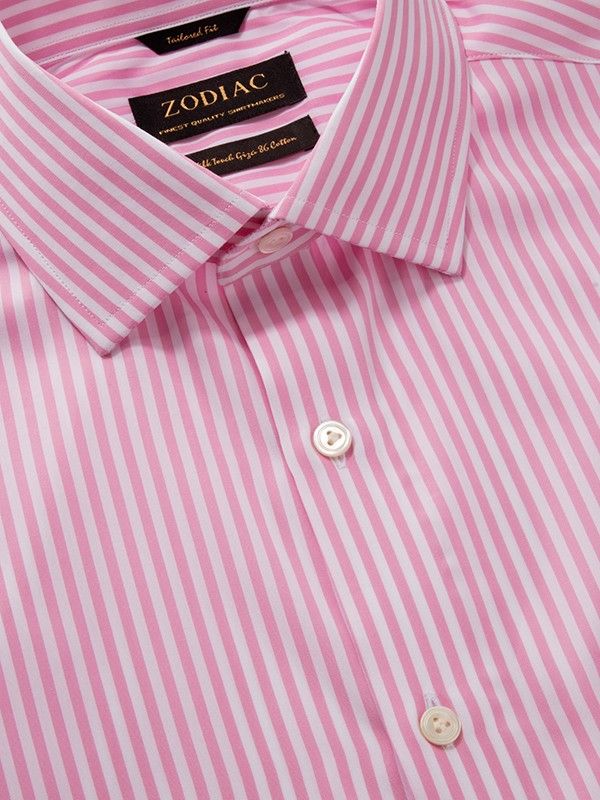 Barboni Pink Striped Full sleeve single cuff Tailored Fit Classic ...
