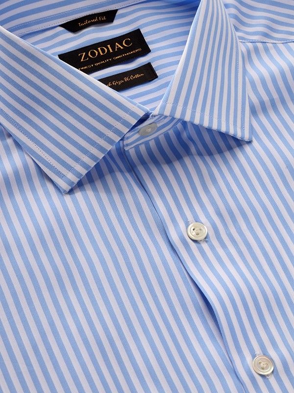 Barboni Sky Striped Full sleeve single cuff Tailored Fit Formal Cotton Shirt