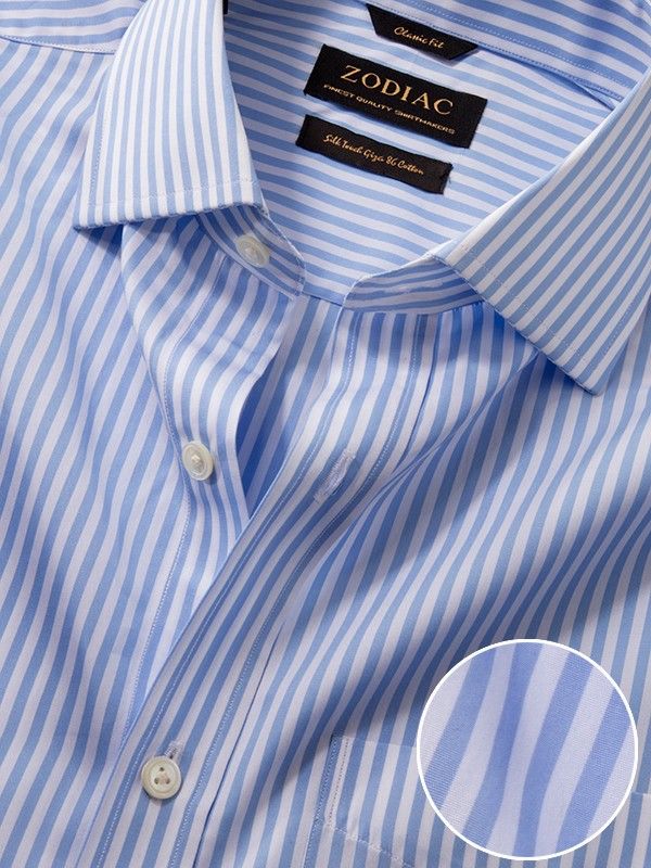 Barboni Sky Striped Half Sleeve Classic Fit Classic Formal Cotton Shirt