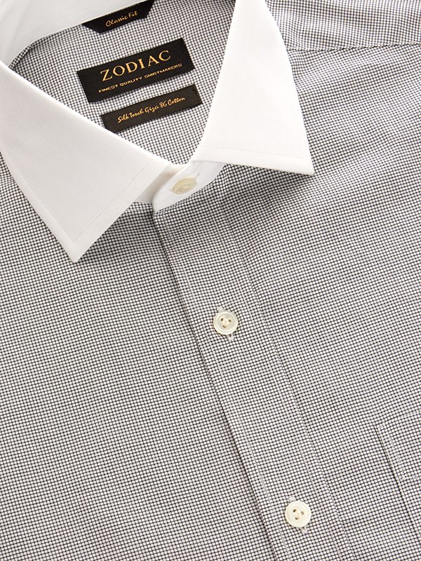 Barboni Light Grey Check Full Sleeve Single Cuff Classic Fit Classic Formal Cotton Shirt