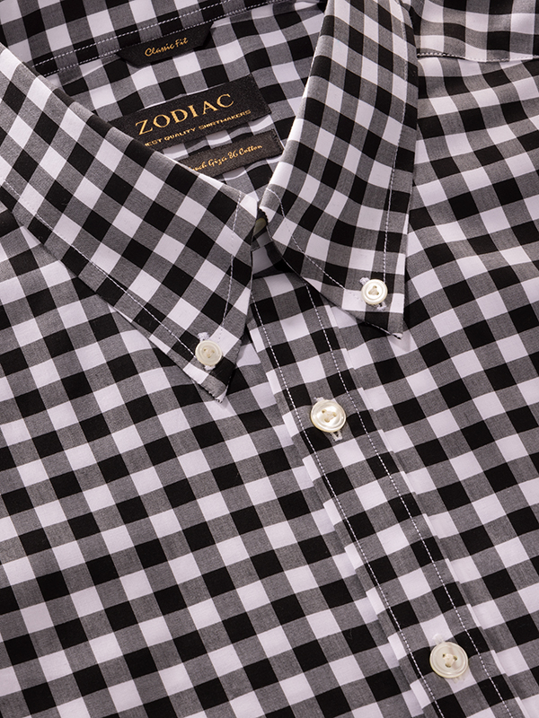 Barboni Black & White Full Sleeve Single Cuff Classic Fit Classic Formal Cotton Shirt