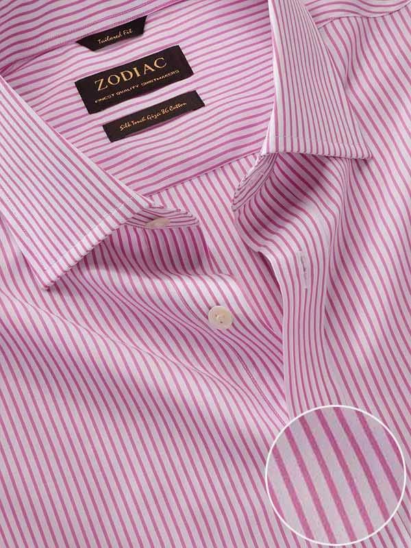 Buy Barboni Pink Cotton Single Cuff Classic Fit Formal Striped Shirt ...