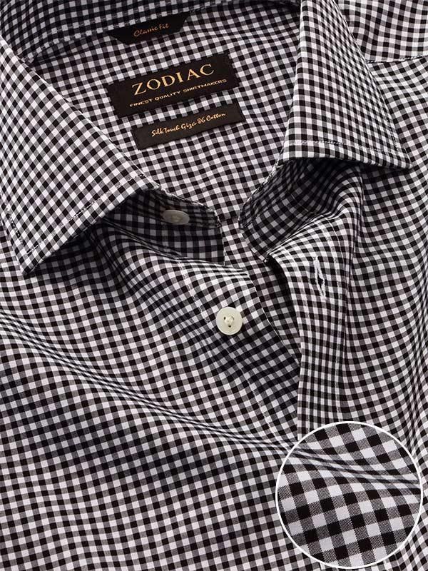Barboni Black & White Check Full sleeve single cuff Classic Fit Classic Formal Cotton Shirt