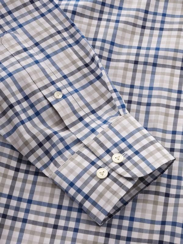 Buy Barboni Blue Cotton Classic Fit Formal Checks Shirt | Zodiac