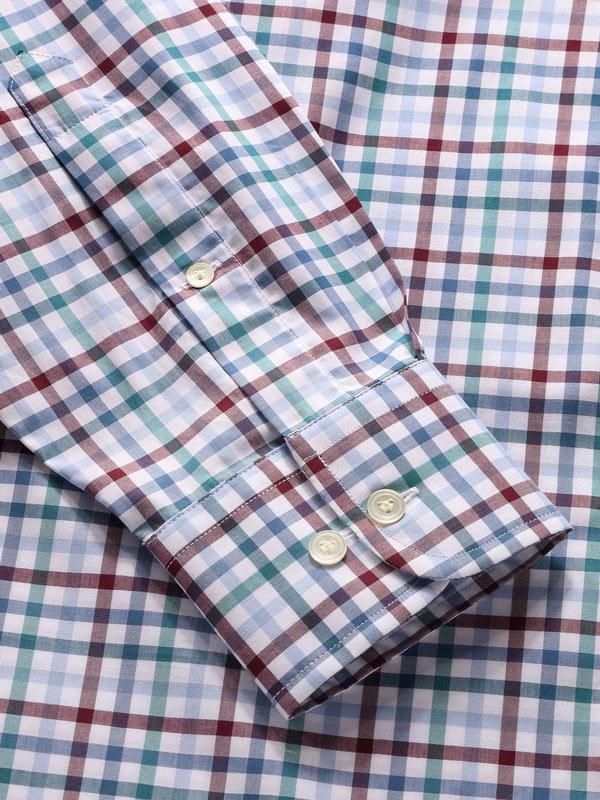 Barboni Maroon Check Full sleeve single cuff Classic Fit Classic Formal Cotton Shirt