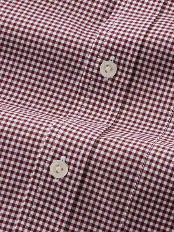 Barboni Maroon Check Full sleeve single cuff Classic Fit Formal Cotton Shirt
