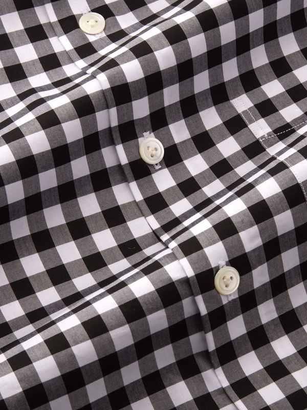Barboni Black & White Check single cuff Tailored Fit Classic Formal Cotton Shirt