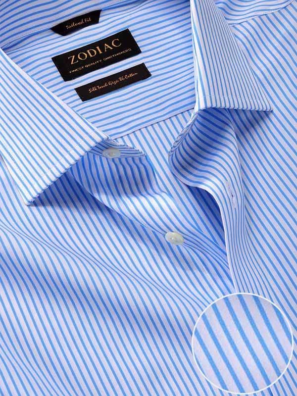 Barboni Sky Striped Full sleeve double cuff Tailored Fit Formal Cotton Shirt