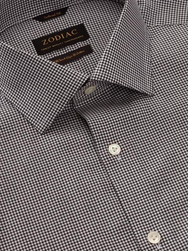Barboni Black & White Check Full sleeve single cuff Tailored Fit Formal Cotton Shirt