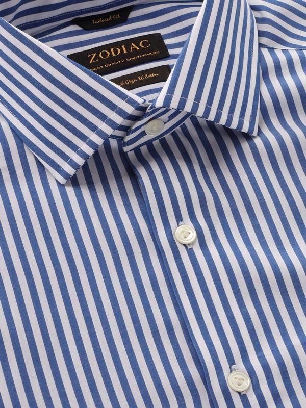Barboni Navy Striped Full sleeve single cuff Tailored Fit Classic Formal Cotton Shirt