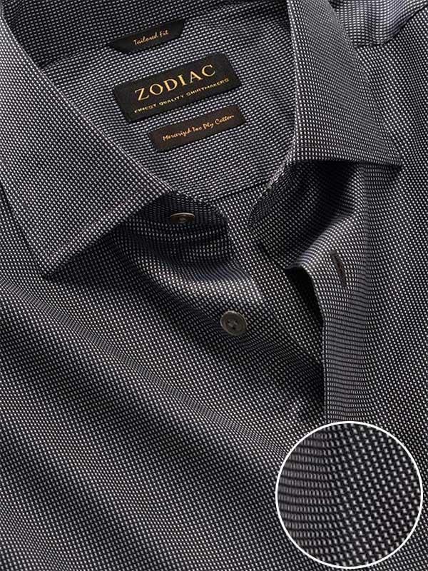 Barolo Dark Grey Solid Full sleeve single cuff Tailored Fit Semi Formal Dark Cotton Shirt