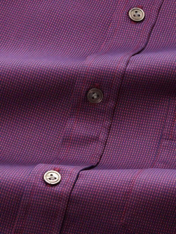 Barolo Red Solid Full sleeve single cuff Classic Fit Semi Formal Dark Cotton Shirt