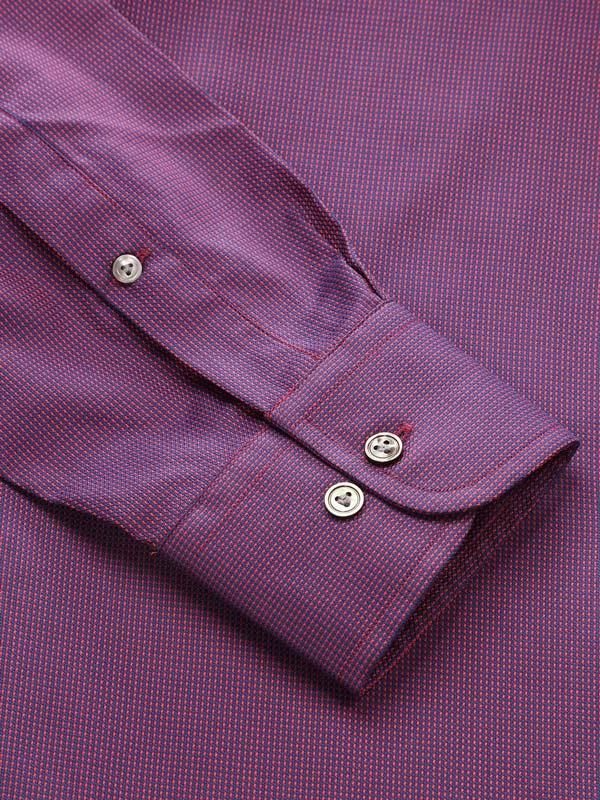 Barolo Red Solid Full sleeve single cuff Classic Fit Semi Formal Dark Cotton Shirt