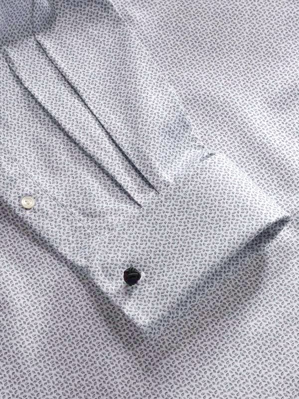 Bassano Light Grey Printed Full sleeve double cuff Classic Fit Classic Formal Cotton Shirt