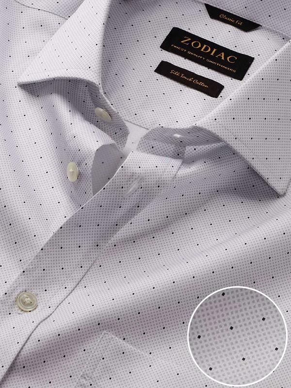 Bassano Light Grey Printed single cuff Classic Fit Classic Formal Cotton Shirt