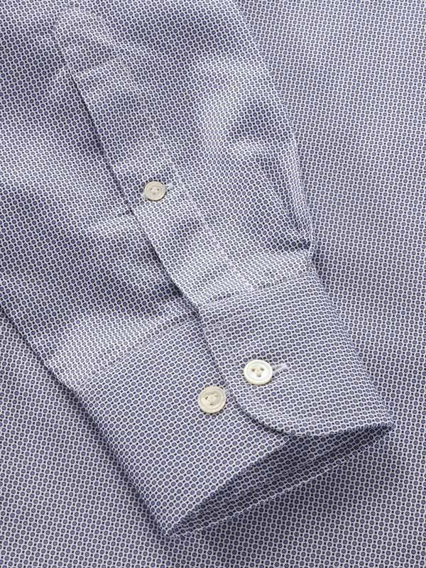 Bassano Blue Printed Full sleeve single cuff Classic Fit Classic Formal Cotton Shirt