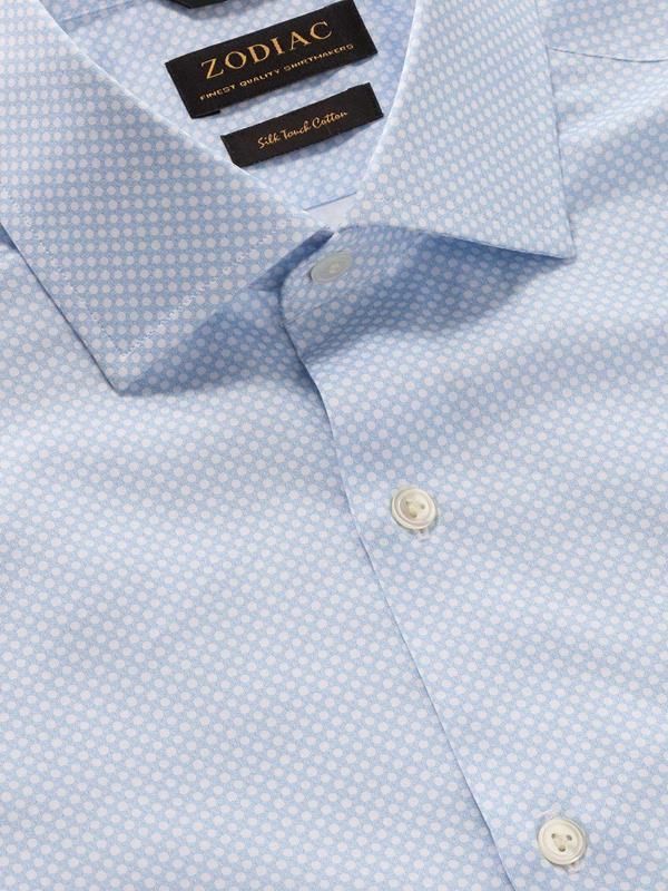 Buy Bassano Sky Cotton Tailored Fit Casual Printed Shirt | Zodiac