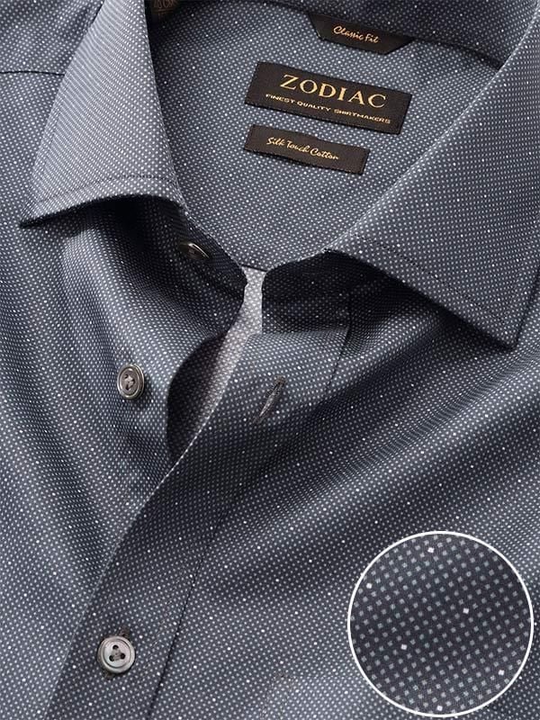 Buy Bassano Dark Grey Cotton Classic Fit Formal Printed Shirt