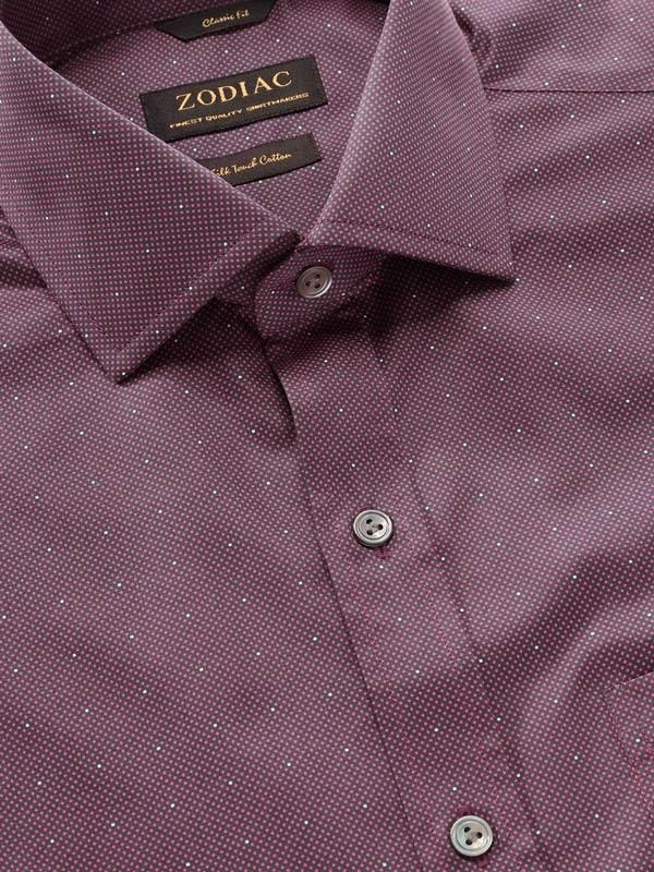 Bassano Maroon Printed Full sleeve single cuff Classic Fit Semi Formal Dark Cotton Shirt