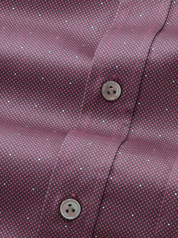 Bassano Maroon Printed Full sleeve single cuff Classic Fit Semi Formal Dark Cotton Shirt