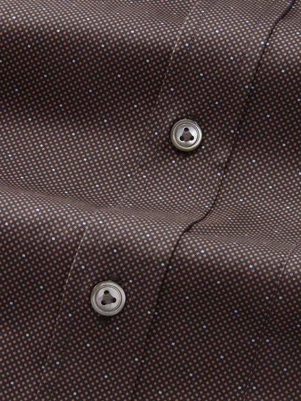 Bassano Ochre Printed Full sleeve single cuff Classic Fit Semi Formal Dark Cotton Shirt