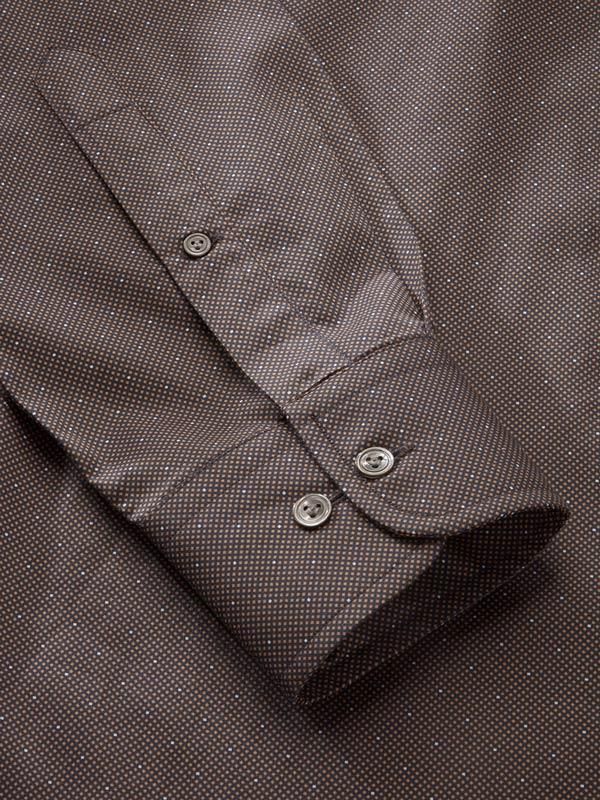 Bassano Ochre Printed Full sleeve single cuff Classic Fit Semi Formal Dark Cotton Shirt