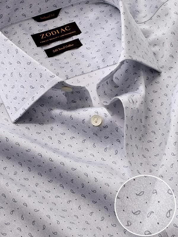Buy Bassano Light Grey Cotton Classic Fit Casual Printed | Zodiac