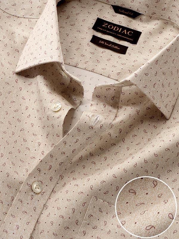 Bassano Sand Printed Full sleeve single cuff Classic Fit Classic Formal Cotton Shirt