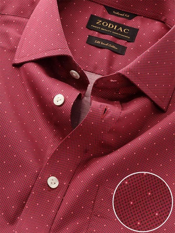 Bassano Dark Pink Printed Full sleeve single cuff Classic Fit Semi Formal Dark Cotton Shirt